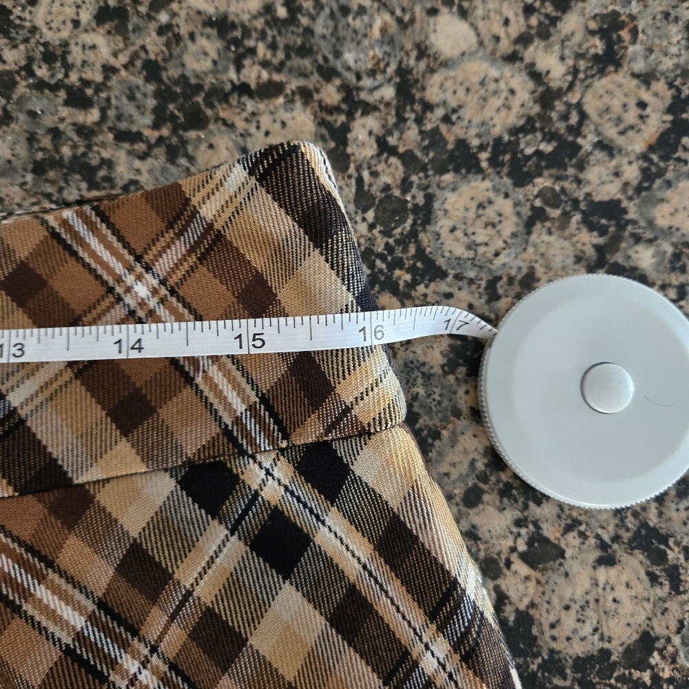 White Stag Vintage Brown Plaid Wool Blend Midi Skirt | Size 12 Side Zip - Picture 6 of 7